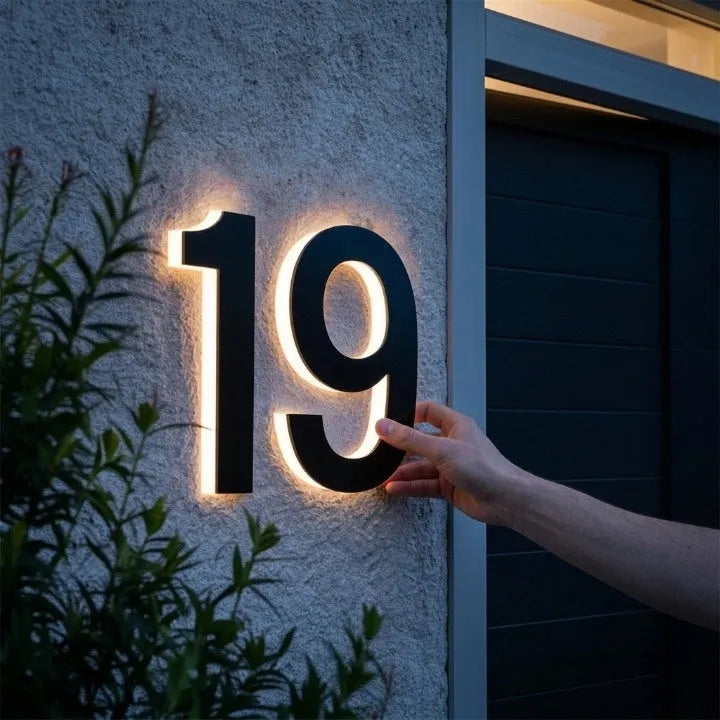 Backlit LED House Number Sign with Weatherproof Housing
