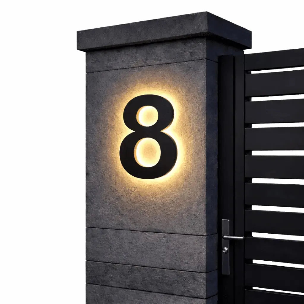 Backlit LED House Number Sign with Weatherproof Housing