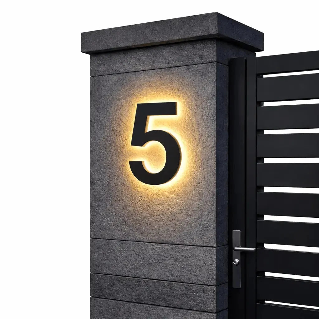 Backlit LED House Number Sign with Weatherproof Housing