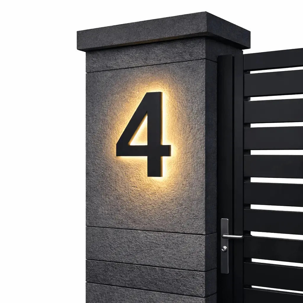 Backlit LED House Number Sign with Weatherproof Housing