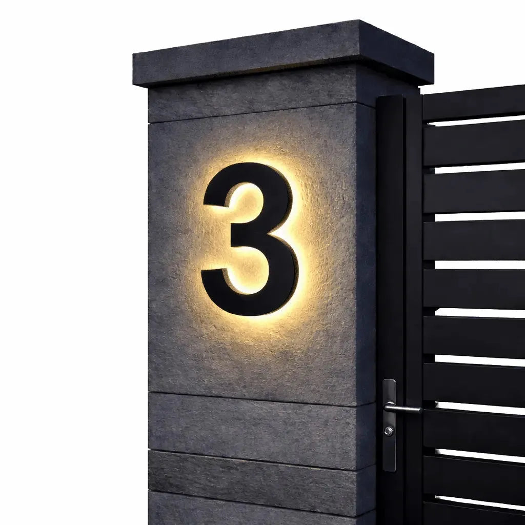 Backlit LED House Number Sign with Weatherproof Housing