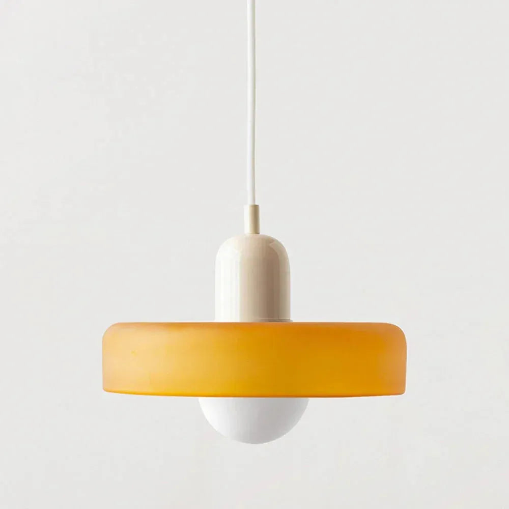 Bauhaus Stained Glass Pendant Light with Adjustable Height