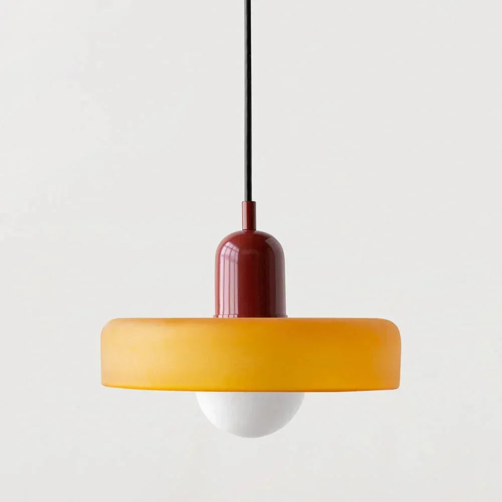 Bauhaus Stained Glass Pendant Light with Adjustable Height