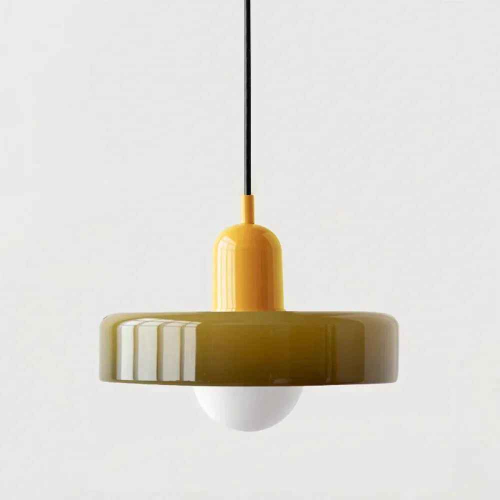 Bauhaus Stained Glass Pendant Light with Adjustable Height