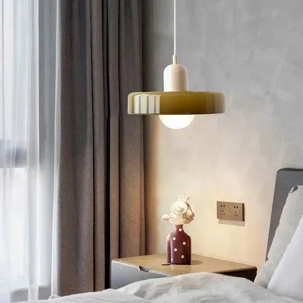 Bauhaus Stained Glass Pendant Light with Adjustable Height