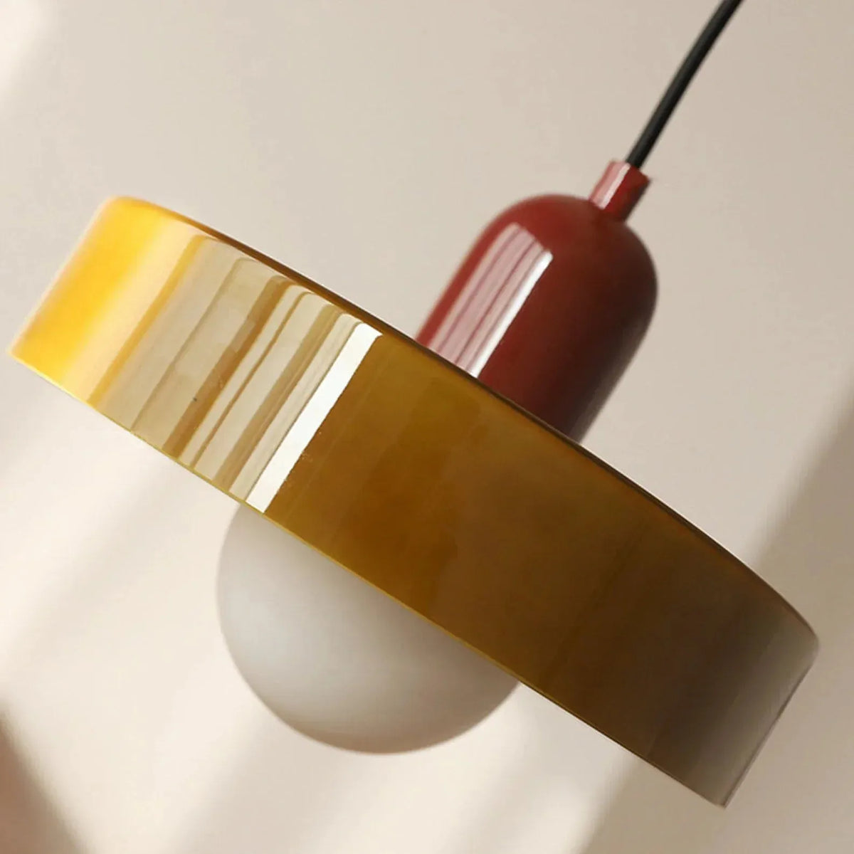 Bauhaus Stained Glass Pendant Light with Adjustable Height