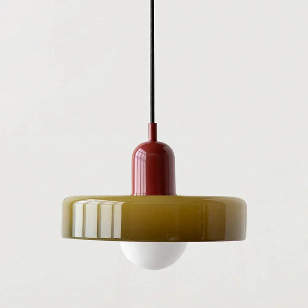 Bauhaus Stained Glass Pendant Light with Adjustable Height