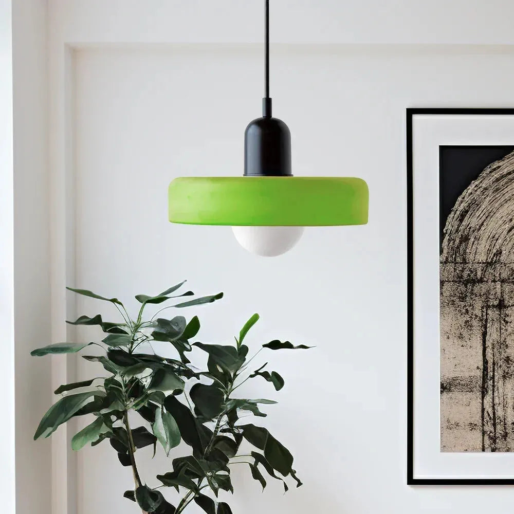 Bauhaus Stained Glass Pendant Light with Adjustable Height