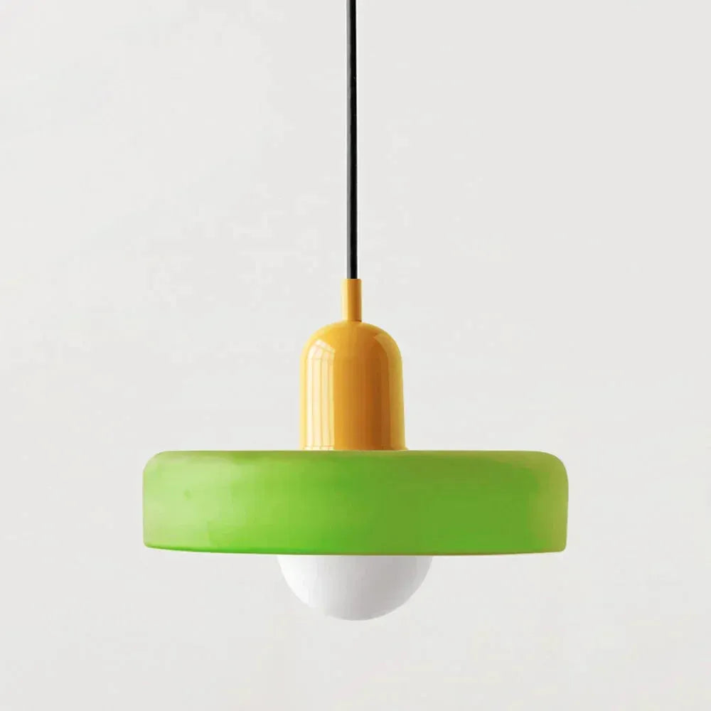 Bauhaus Stained Glass Pendant Light with Adjustable Height