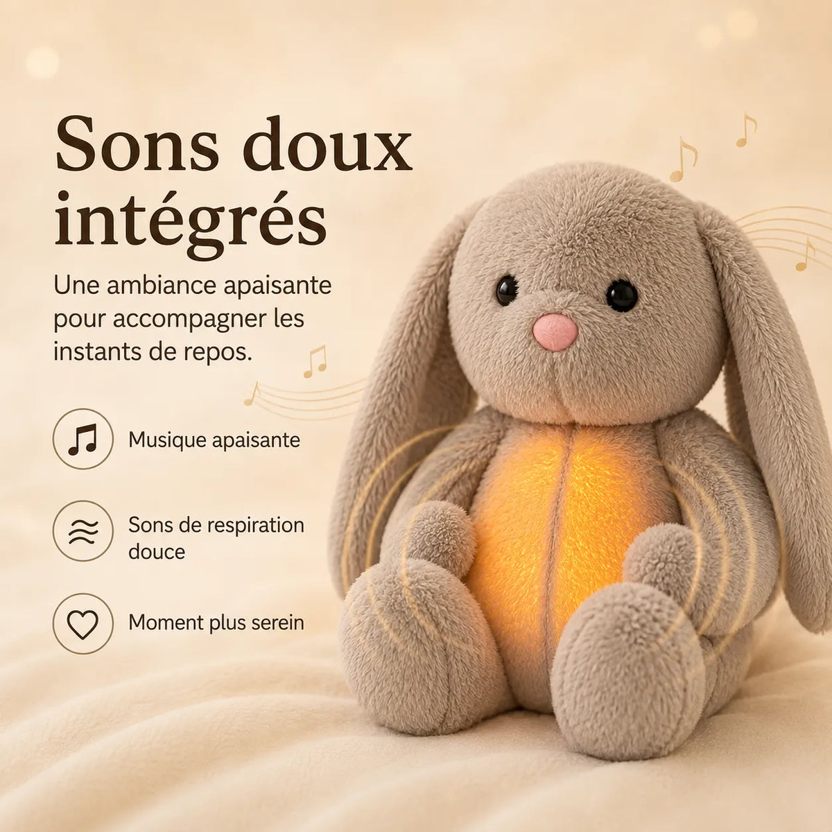 Breathing Plush Stuffed Animal with Night Light