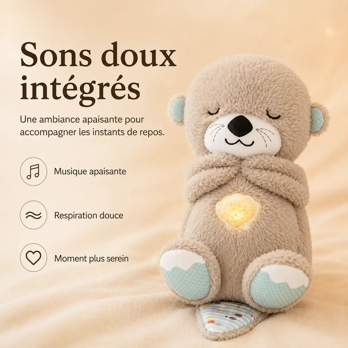 Breathing Plush Stuffed Animal with Night Light