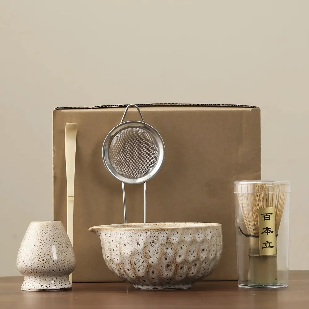 Ceramic Matcha Tea Set with Bamboo Accessories