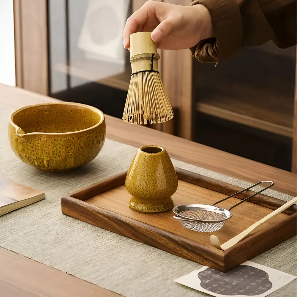 Ceramic Matcha Tea Set with Bamboo Accessories