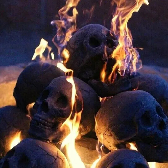Ceramic Skull Fire Pit Ornament for Fireplaces