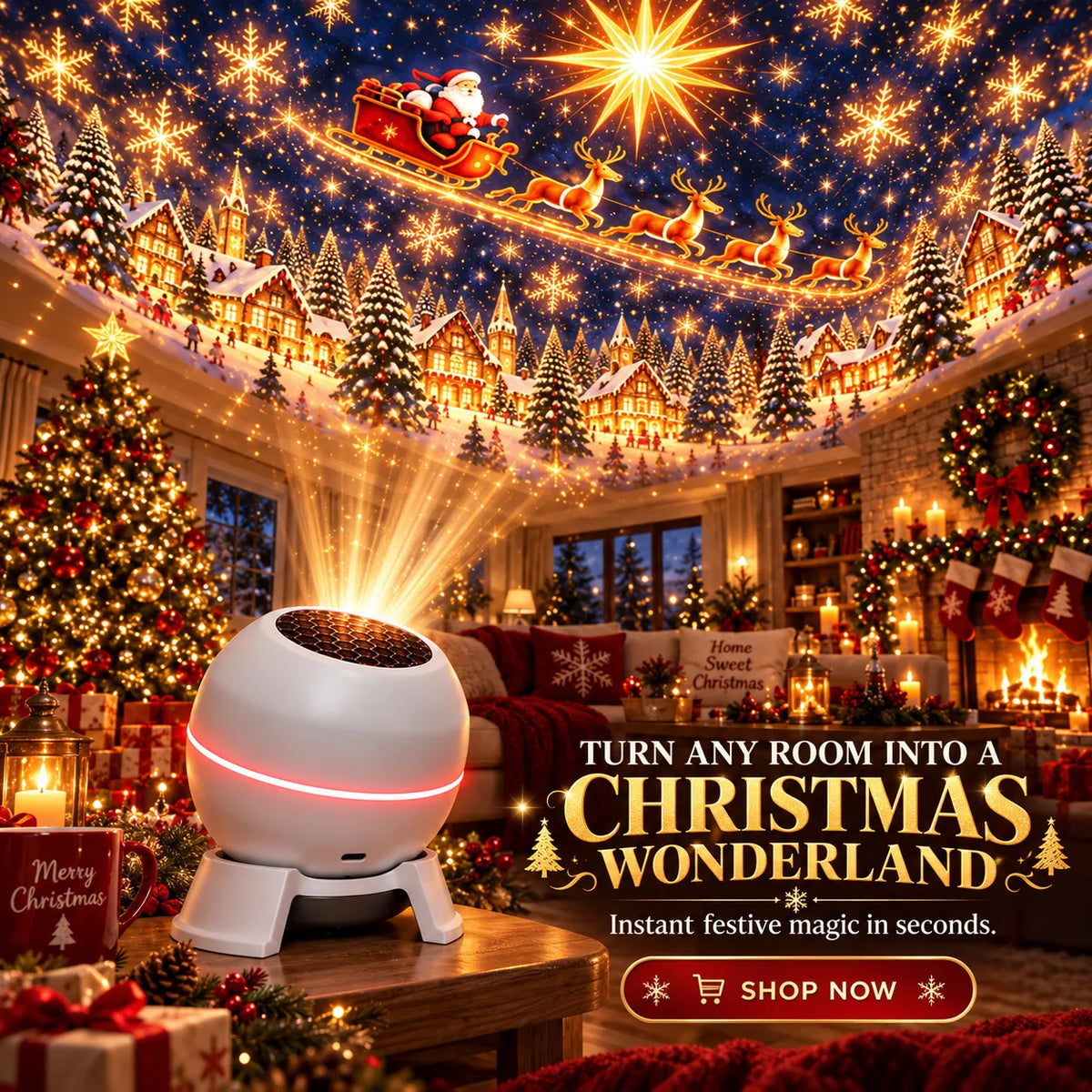 Christmas Light Projector with Moving Star Patterns