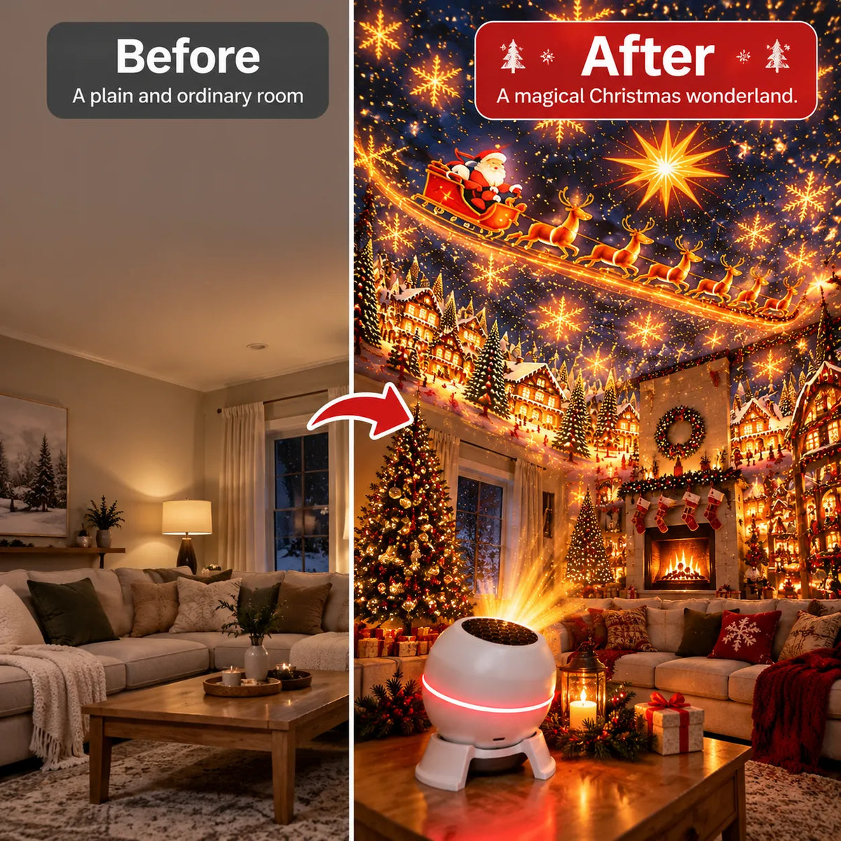 Christmas Light Projector with Moving Star Patterns