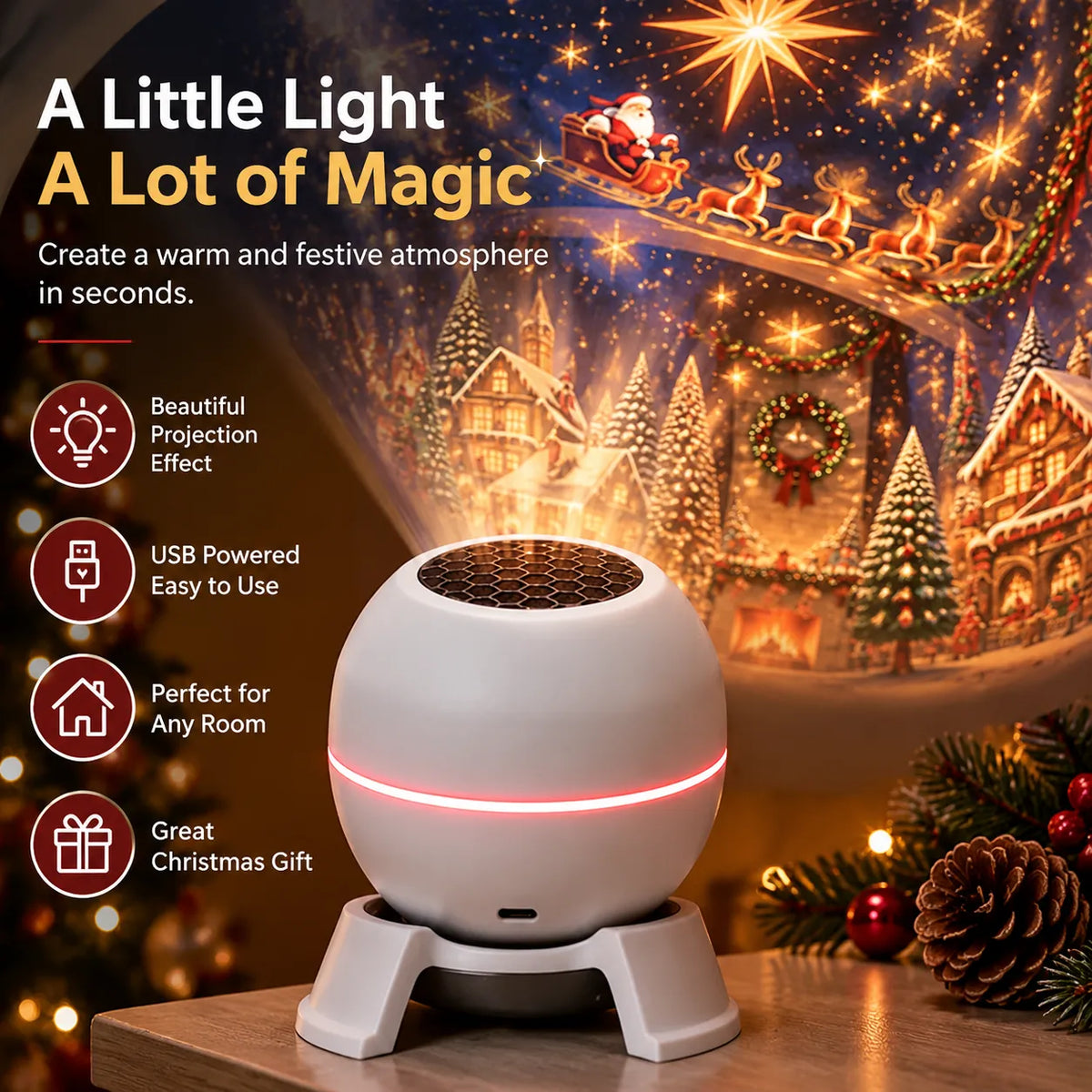 Christmas Light Projector with Moving Star Patterns