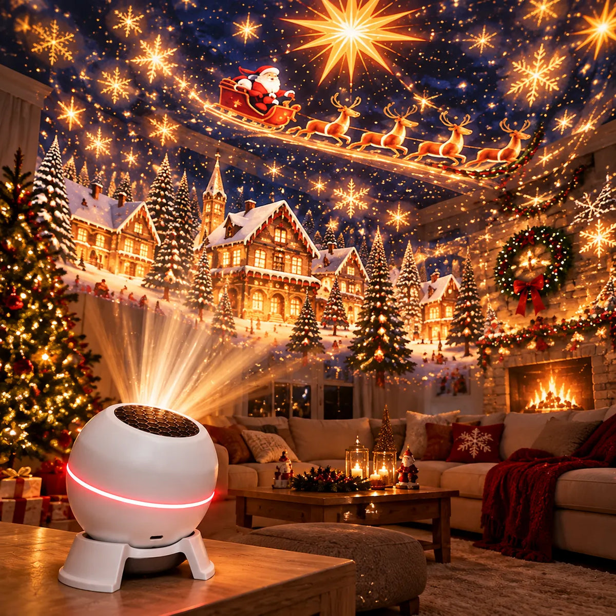 Christmas Light Projector with Moving Star Patterns