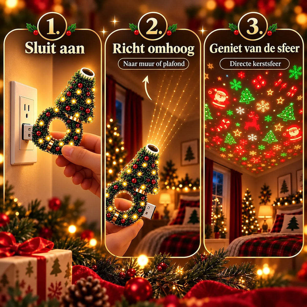 Christmas Tree USB Indoor Projector Lamp with LED Patterns