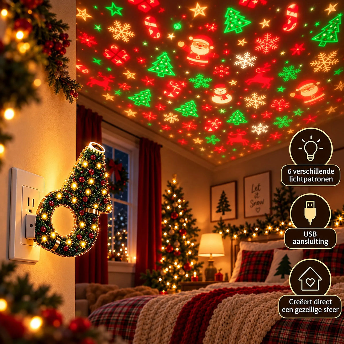 Christmas Tree USB Indoor Projector Lamp with LED Patterns