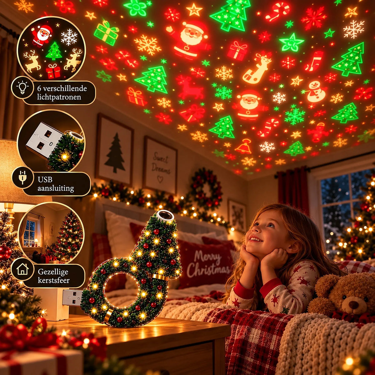 Christmas Tree USB Indoor Projector Lamp with LED Patterns