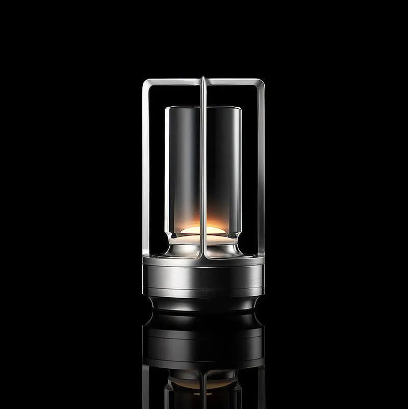 Cordless LED Table Lamp with Open Frame Cylindrical Shade