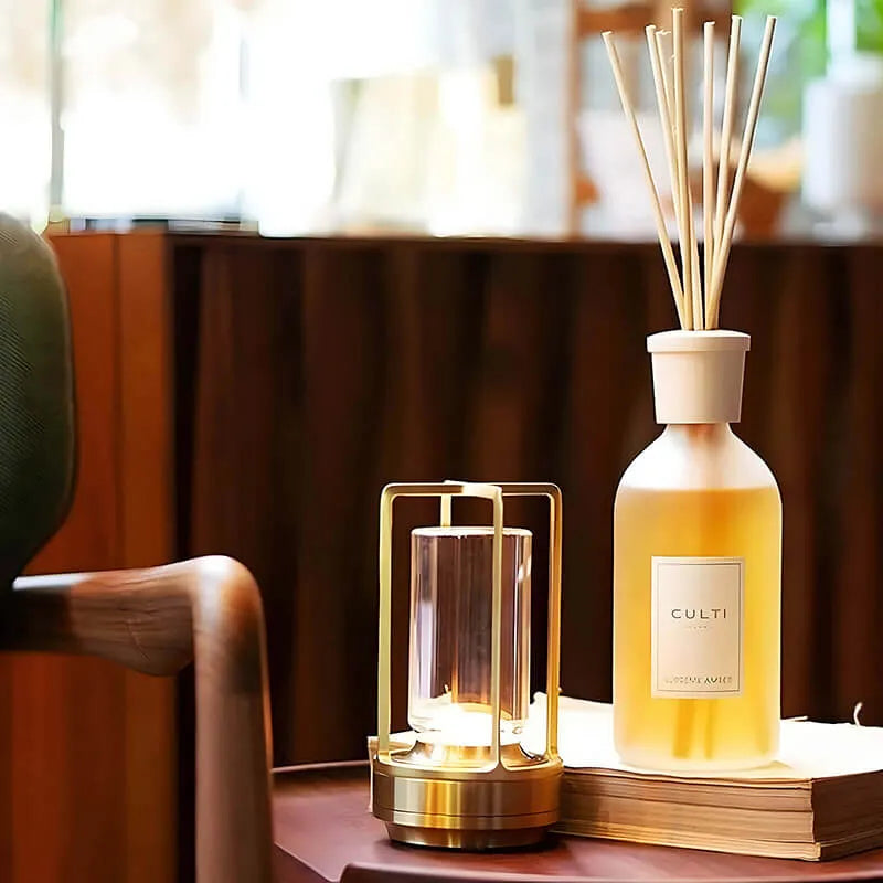 Cordless LED Table Lamp with Open Frame Cylindrical Shade