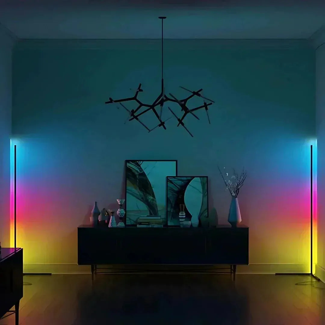 Dimmable LED Corner Floor Lamp with Remote Control