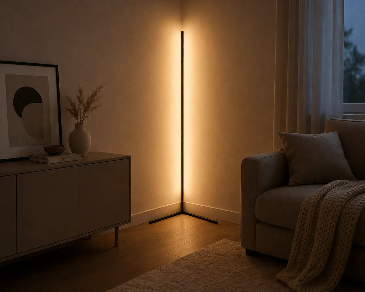 Dimmable LED Corner Floor Lamp with Remote Control