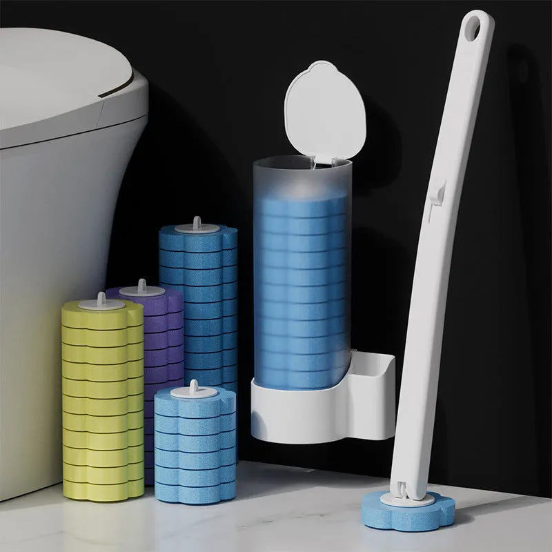Disposable Toilet Brush with Hygienic Sponge Heads