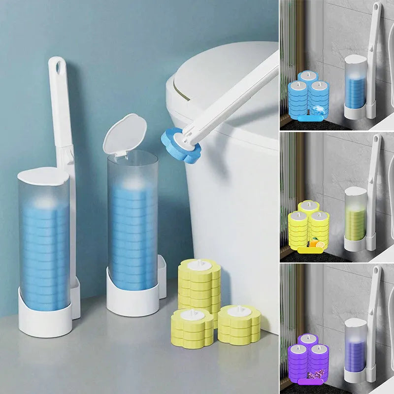 Disposable Toilet Brush with Hygienic Sponge Heads
