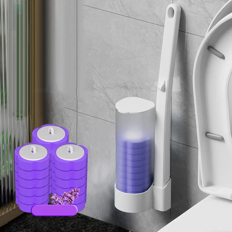 Disposable Toilet Brush with Hygienic Sponge Heads