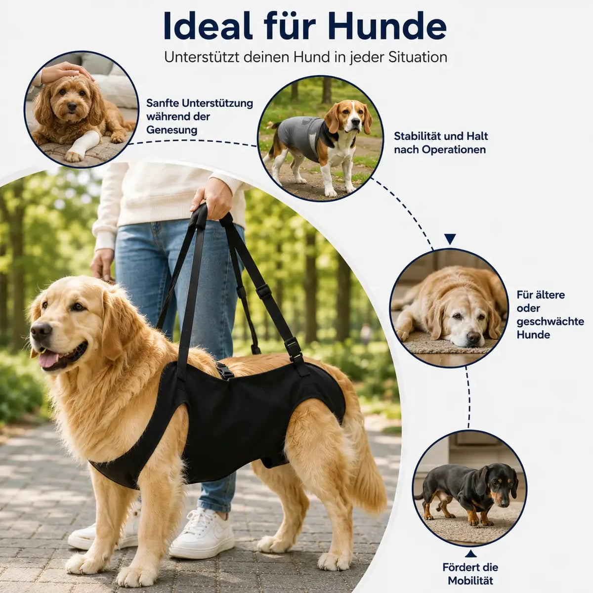 Dog Lift Harness with Adjustable Support Straps