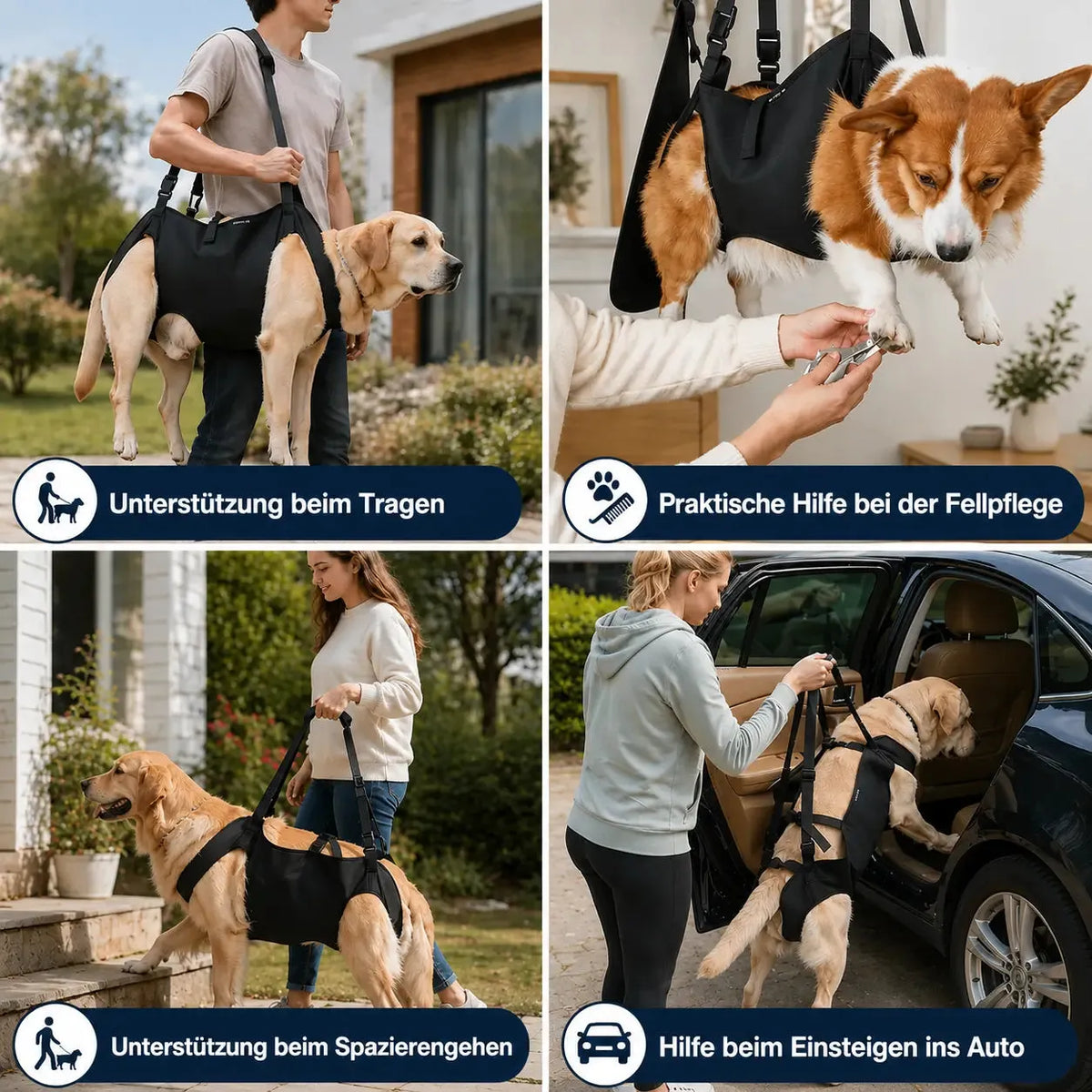 Dog Lift Harness with Adjustable Support Straps