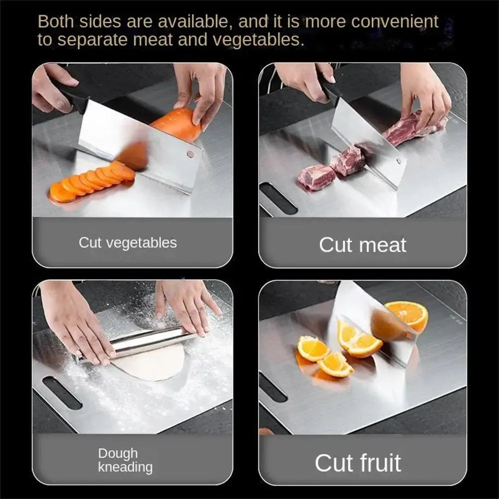 Double-Sided 316 Stainless Steel Cutting Board with Hanging Handle