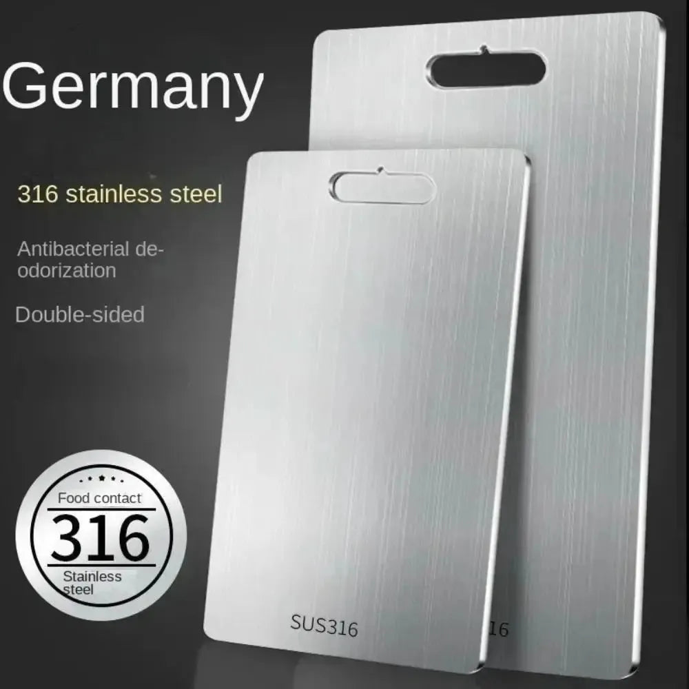 Double-Sided 316 Stainless Steel Cutting Board with Hanging Handle