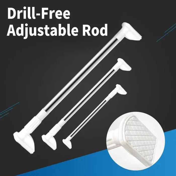 Drill-Free Adjustable Tension Rod for Curtains