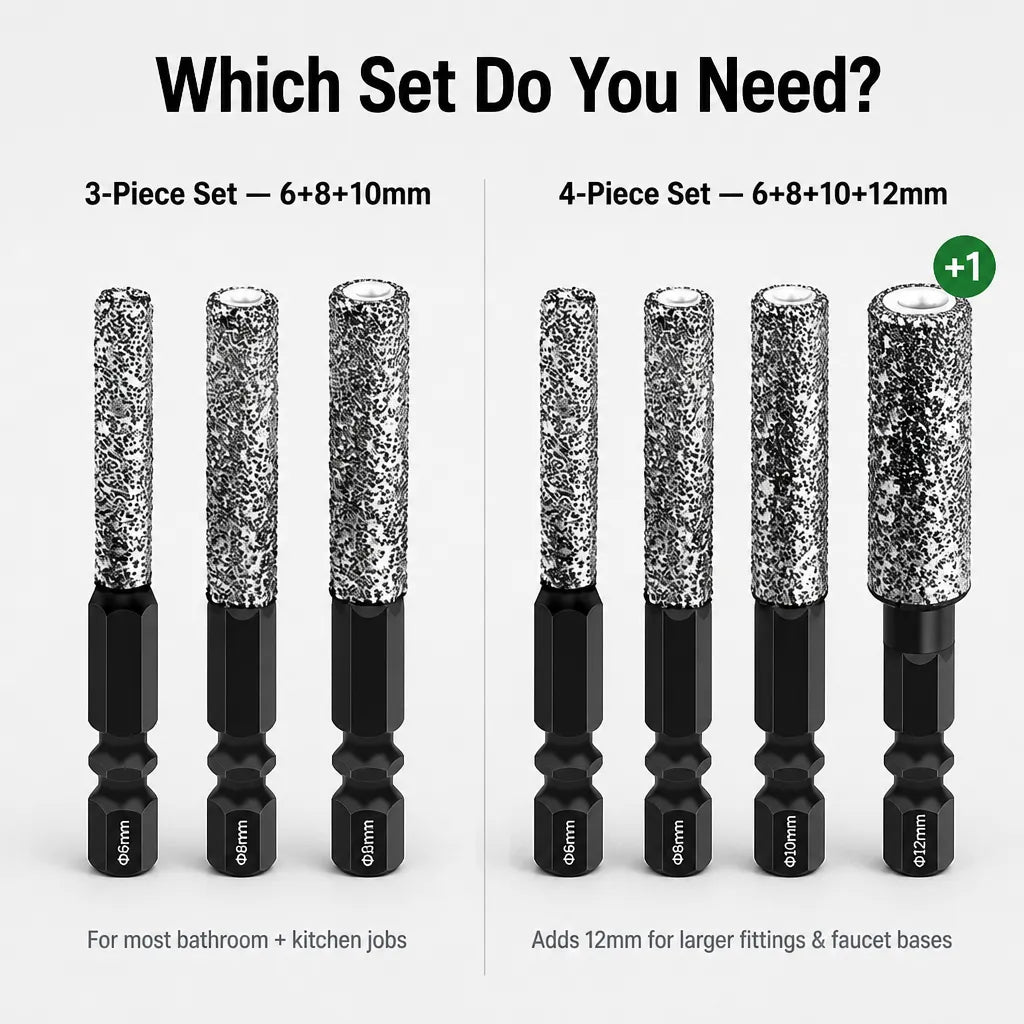 Dry Diamond Drill Bit Set with Hex Shank