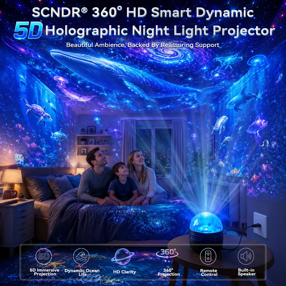 Dynamic Galaxy Sky Night Light Projector with Gooseneck