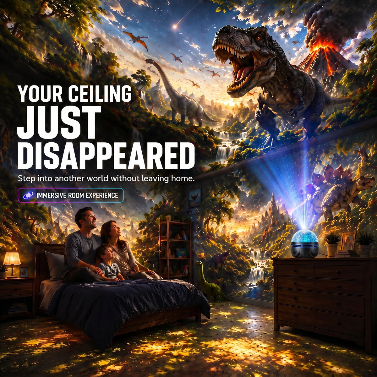 Dynamic Galaxy Sky Night Light Projector with Gooseneck