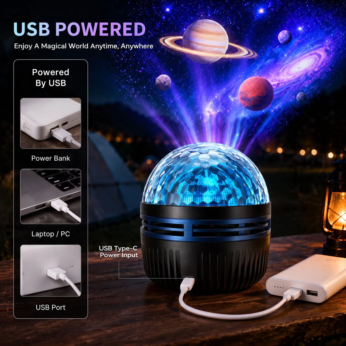 Dynamic Galaxy Sky Night Light Projector with Gooseneck