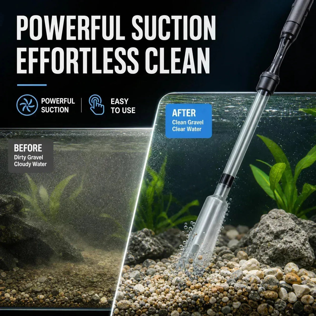 Electric Aquarium Gravel Cleaner with Adjustable Tube