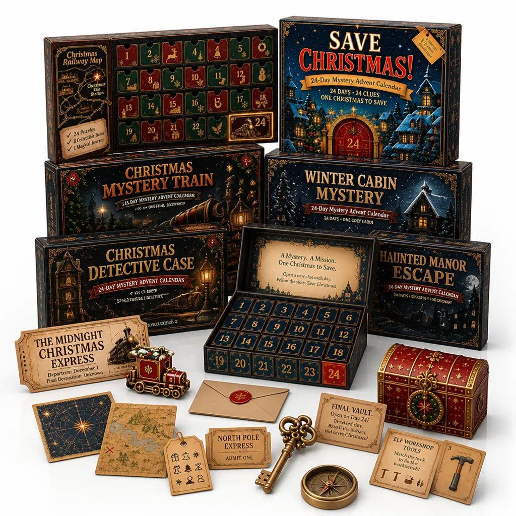 Escape Room Puzzle Advent Calendar with 24 Daily Brain Teasers