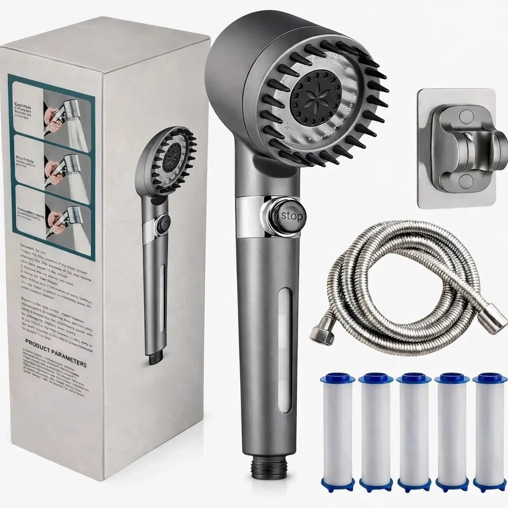 Filtered Shower Head with 5 Filters and 3 Spray Modes