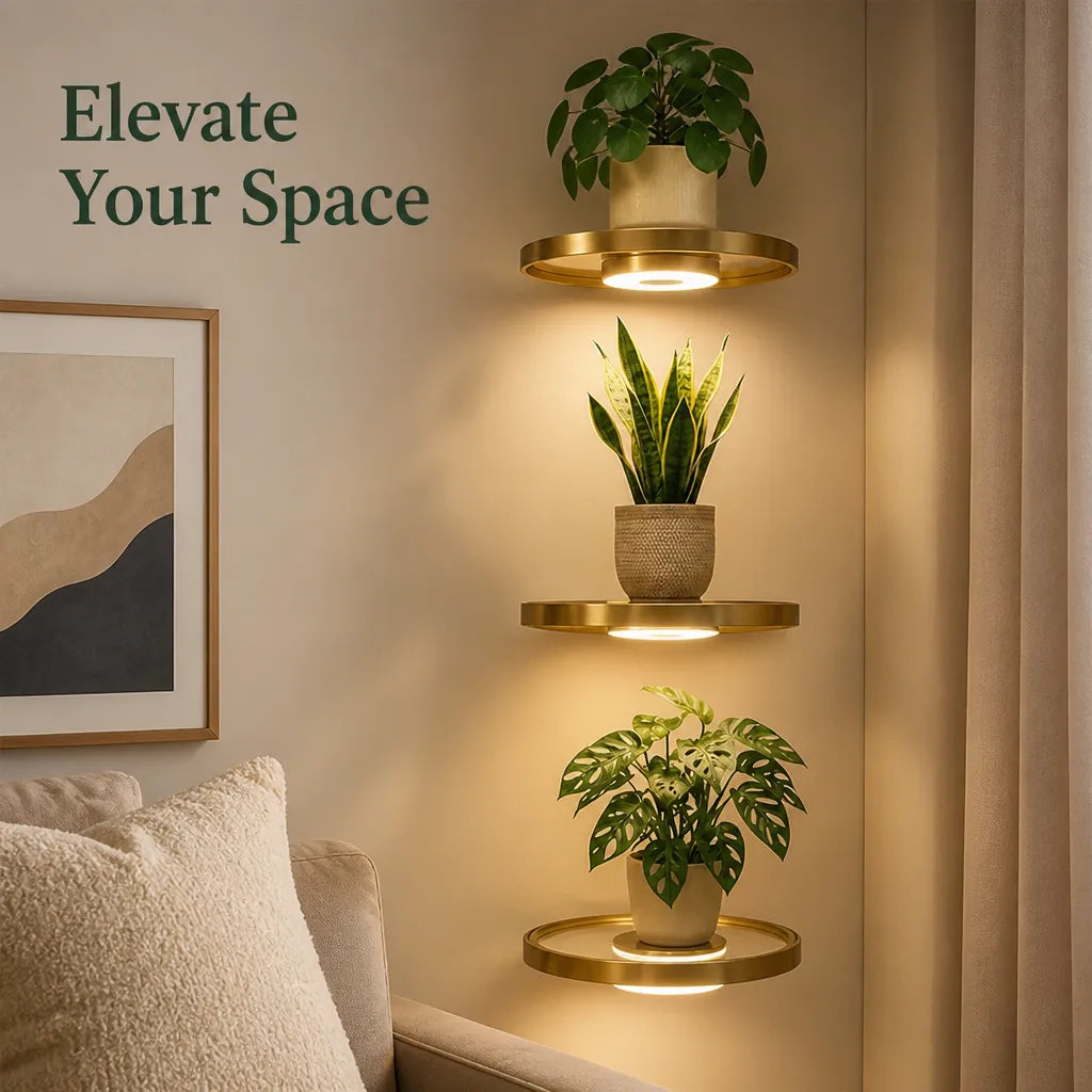 Floating Wall Shelf with Built-In LED Light
