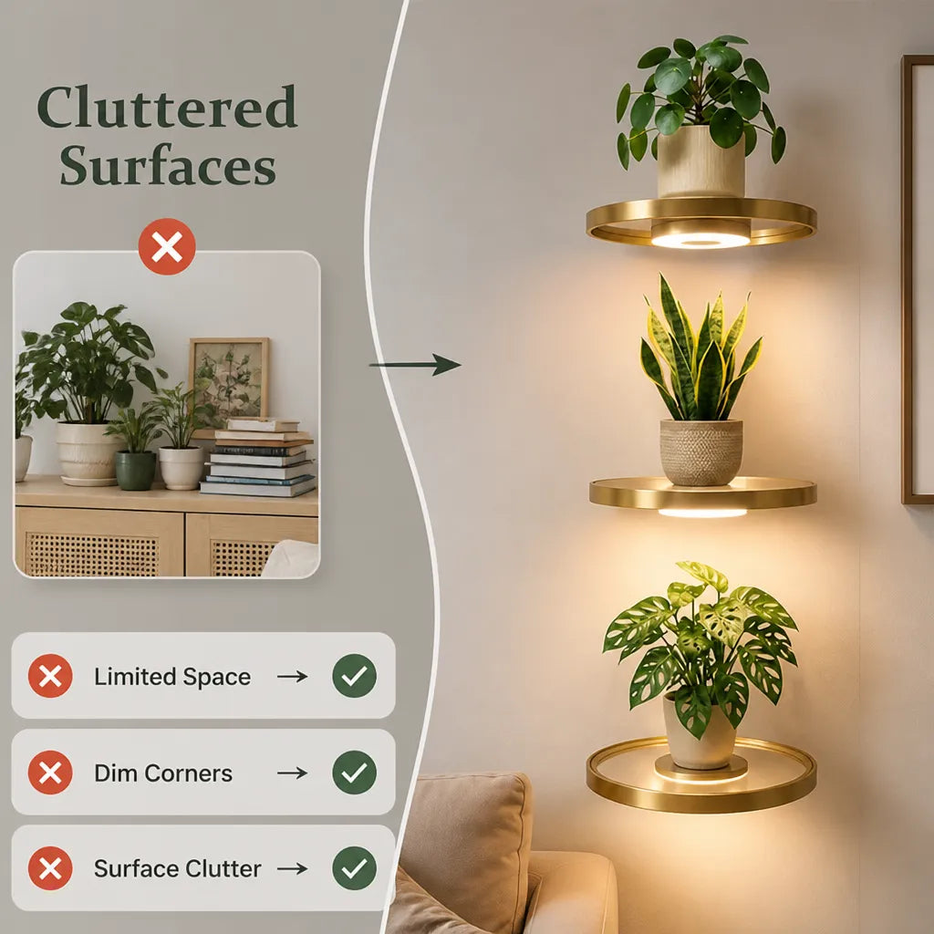 Floating Wall Shelf with Built-In LED Light