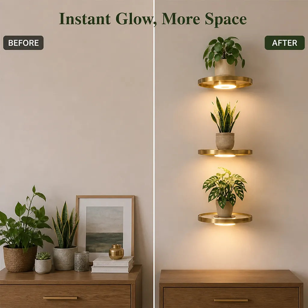 Floating Wall Shelf with Built-In LED Light