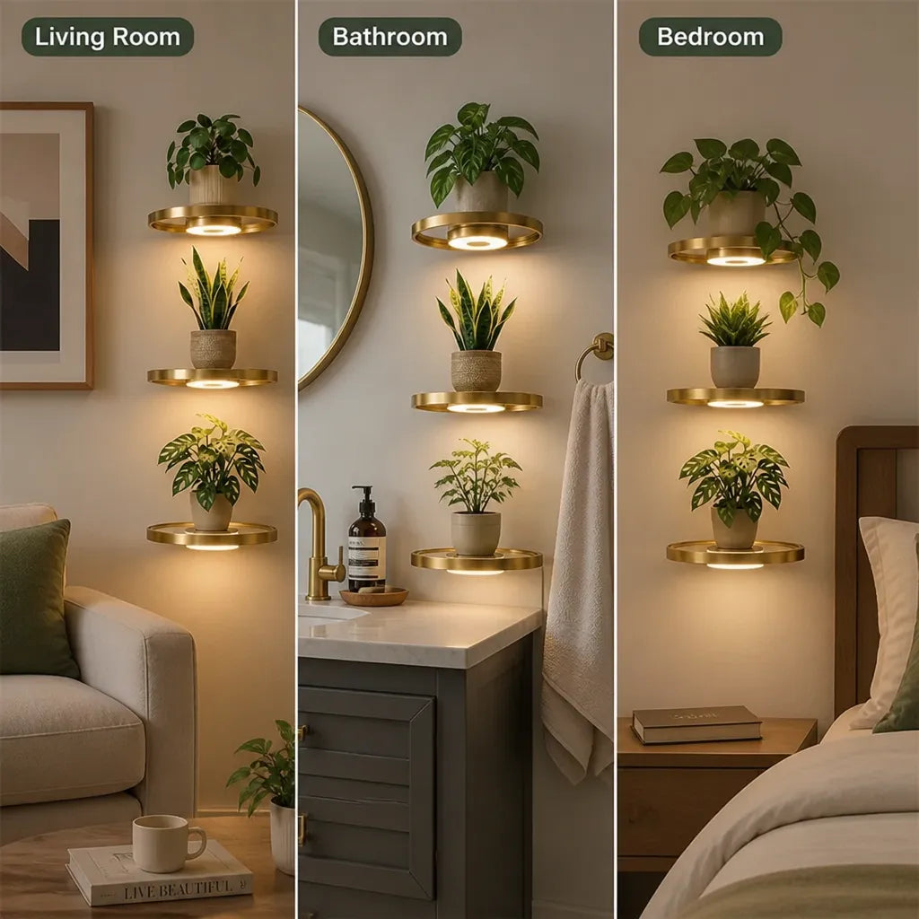 Floating Wall Shelf with Built-In LED Light