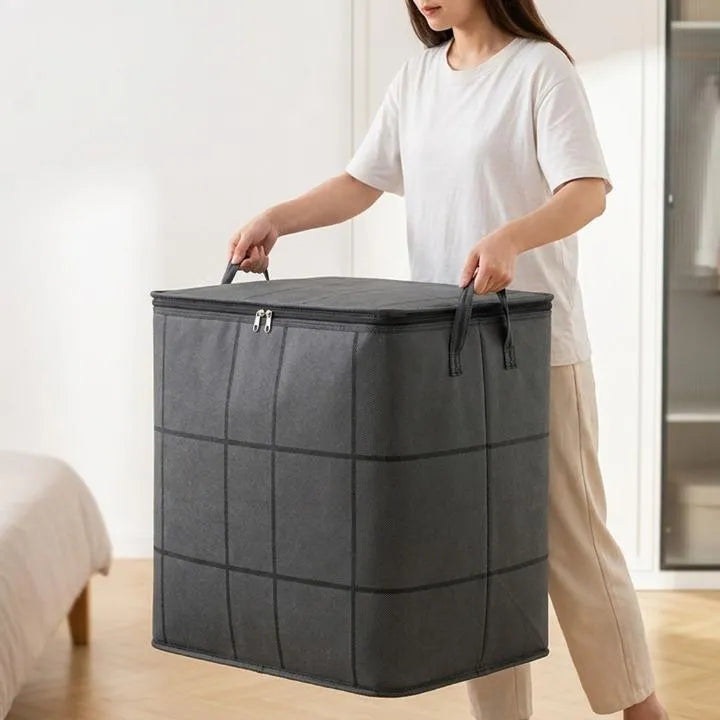Foldable Bedding Storage Bag with Dual Zipper