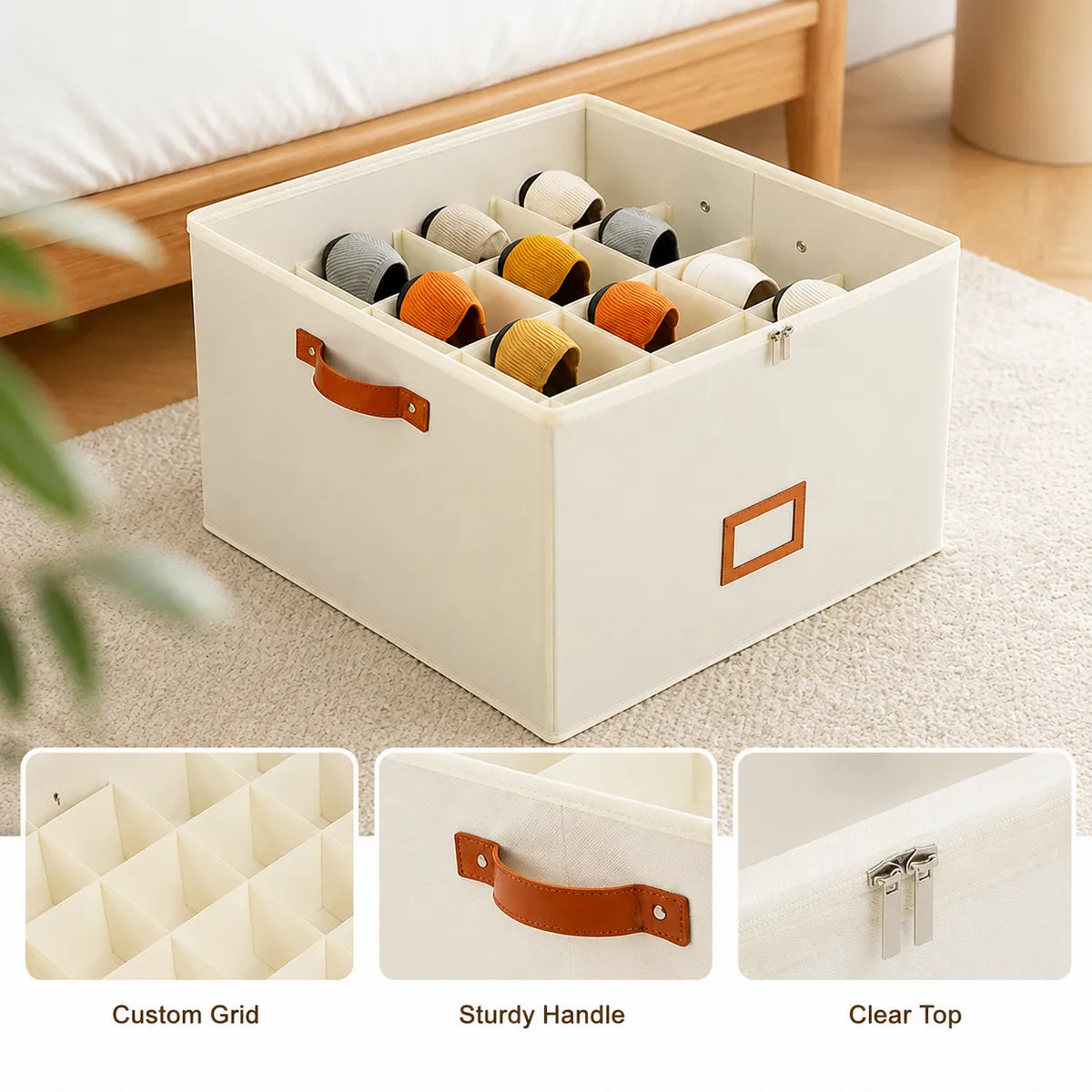 Foldable Breathable Shoe Storage Organizer with Compartments
